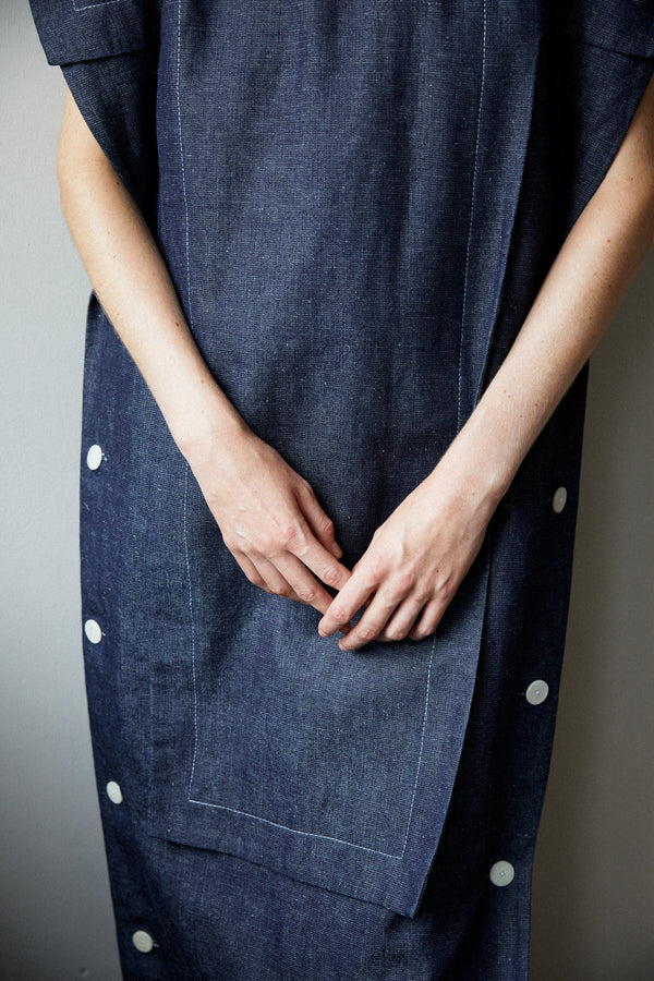 BIRD | RAW DENIM BUTTON DRESS